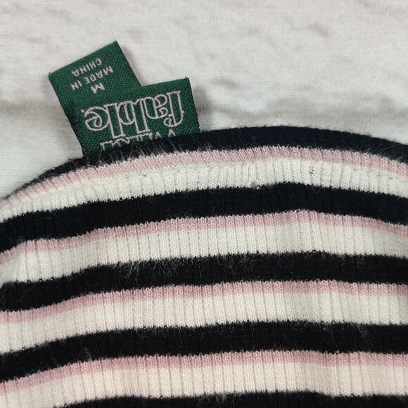 Wild Fable M Ribbed Sweetheart Neck Tie Front Cropped Black Pink Stripe Top Y2K - Picture 6 of 11